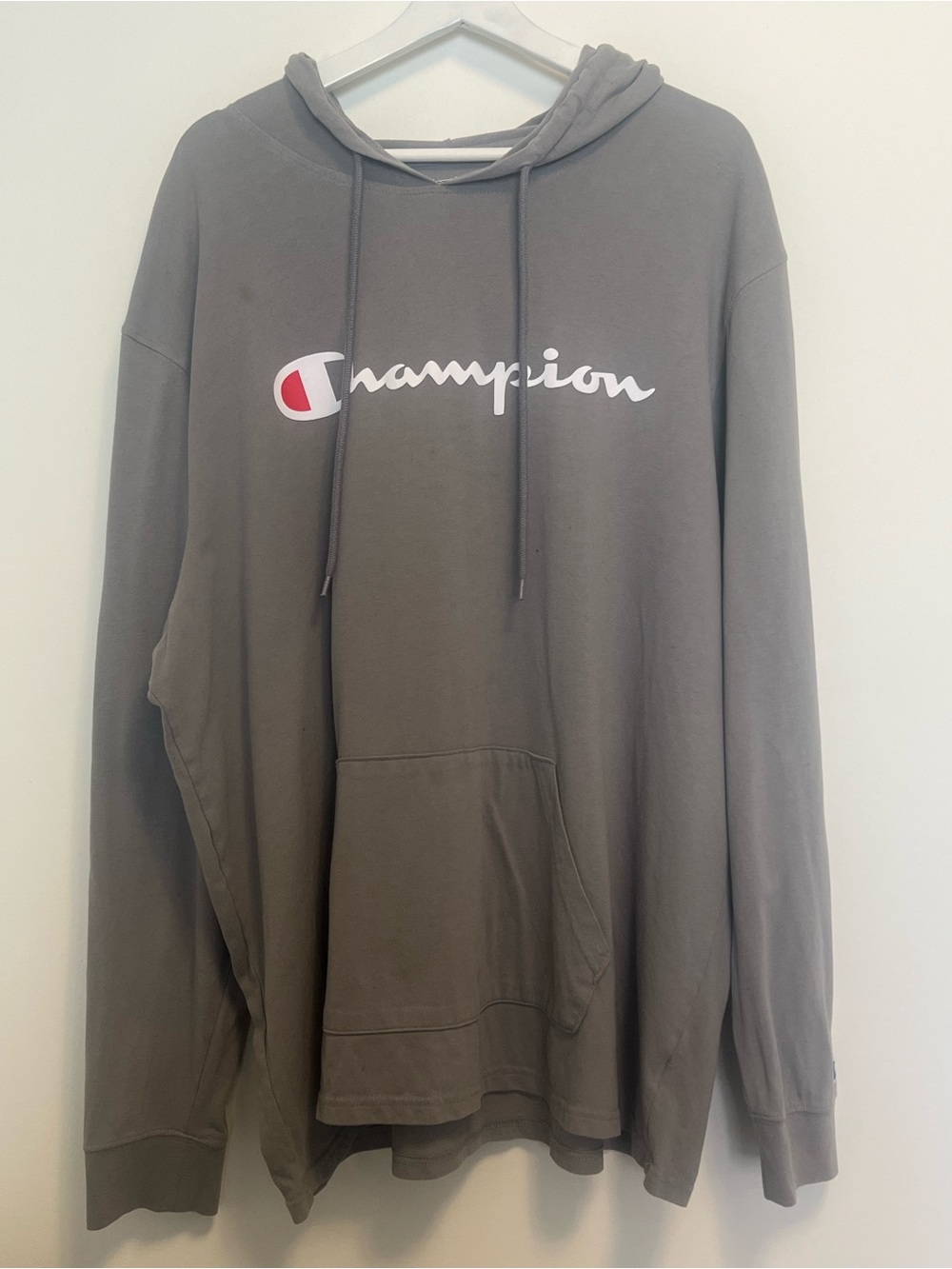 Champion Men's Zip-Up Hoodie in Gray with White Logo